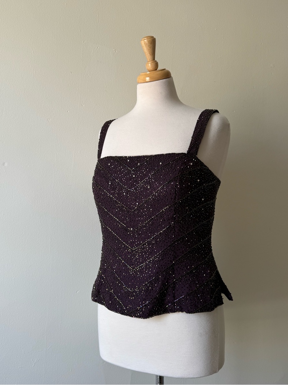 Silk Beaded Cameron Blake by Mon Cheri Plum Top 90s Y2K